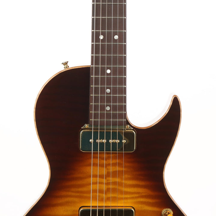 B&G Guitars Little Sister Crossroads Cutaway P-90 Tobacco Burst