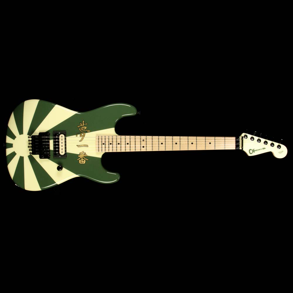 Used 2010 Charvel Custom Shop San Dimas Electric Guitar Rising Sun Green with Gold Leaf Letters — 2