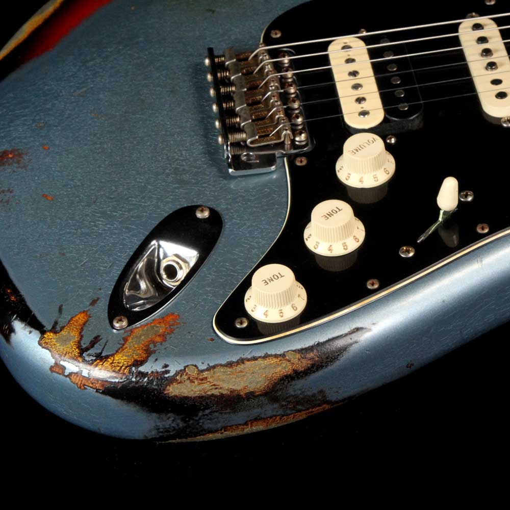 Fender Custom Shop Garage Mod 1969 Stratocaster Ice Blue Metallic over 3 Color Sunburst Heavy Relic — 9