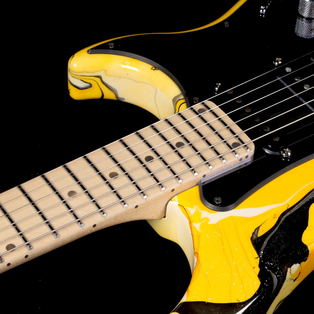 Vigier Excalibur Original HSS Electric Guitar Rock Art Yellow/Black Swirl — 6