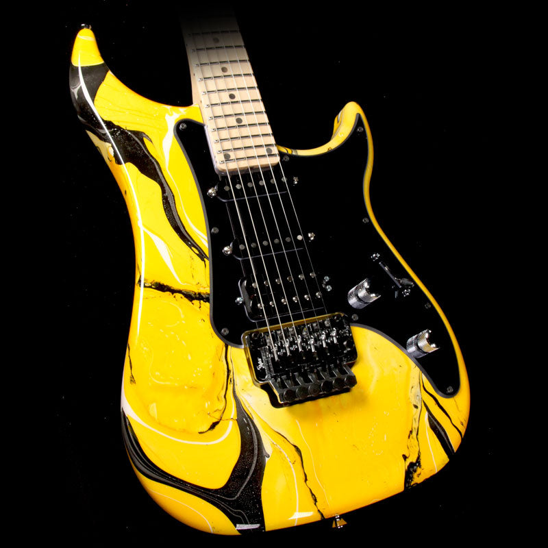 Vigier Excalibur Original HSS Electric Guitar Rock Art Yellow/Black Swirl — 1