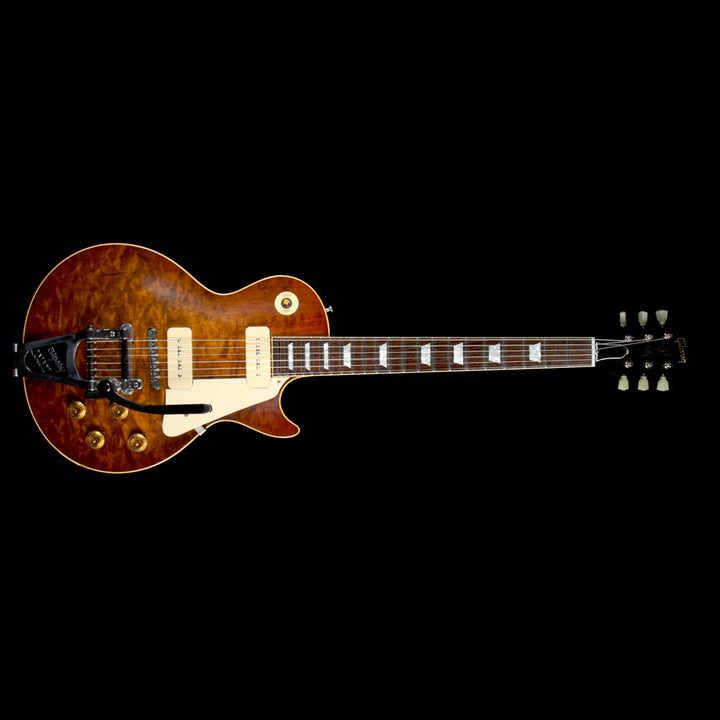 Used 2016 Gibson Custom Shop Music Zoo Exclusive Roasted Standard Historic 1956 Les Paul Reissue Electric Guitar Sunrise Tea Burst