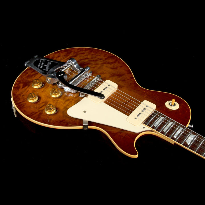 Used 2016 Gibson Custom Shop Music Zoo Exclusive Roasted Standard Historic 1956 Les Paul Reissue Electric Guitar Sunrise Tea Burst