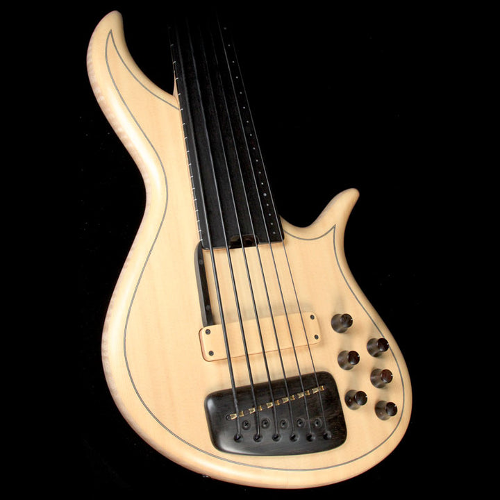Used 2010 F Bass AC Signature 6 Fretless Electric Bass Guitar Natural