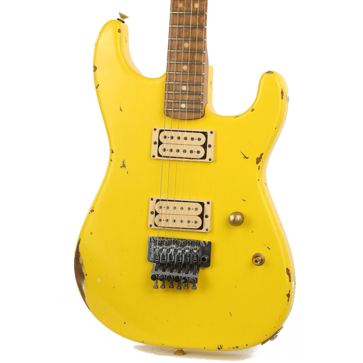 Charvel Custom Shop San Dimas Nitro Aged Roasted Alder Graffiti Yellow — 7