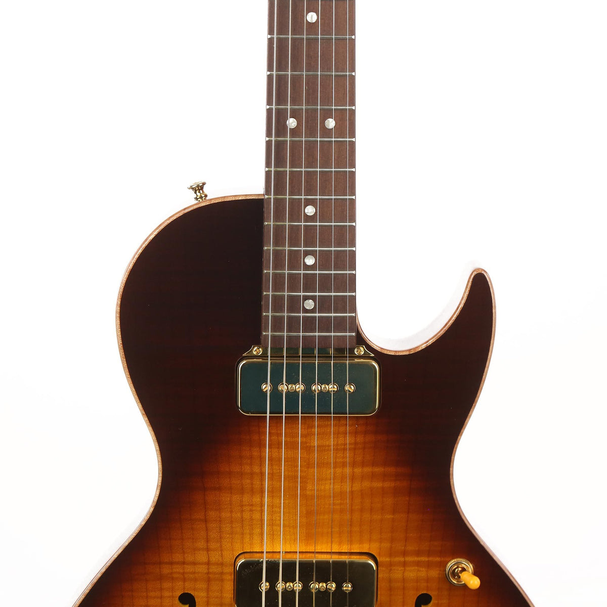 B&G Guitars Little Sister Crossroads Cutaway P-90 Tobacco Burst — 7