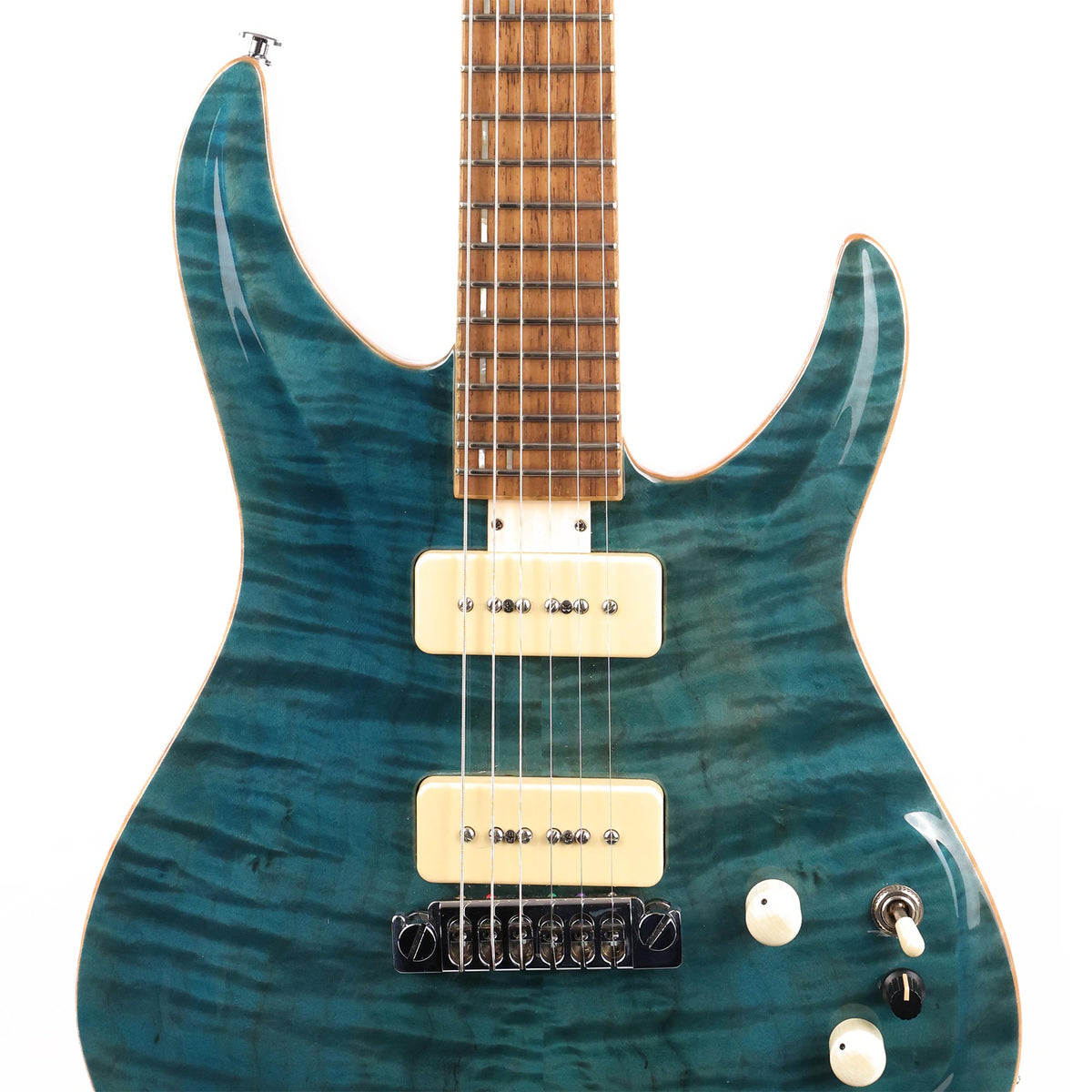 Used Giffin Macro Electric Guitar Peacock Blue — 6