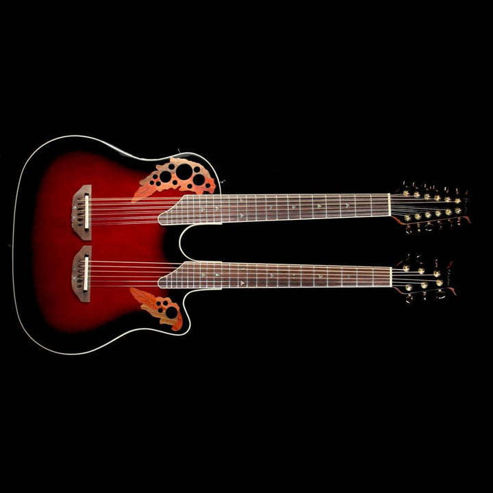 Ovation Elite Doubleneck CSE225 Acoustic Guitar Ruby Red Burst