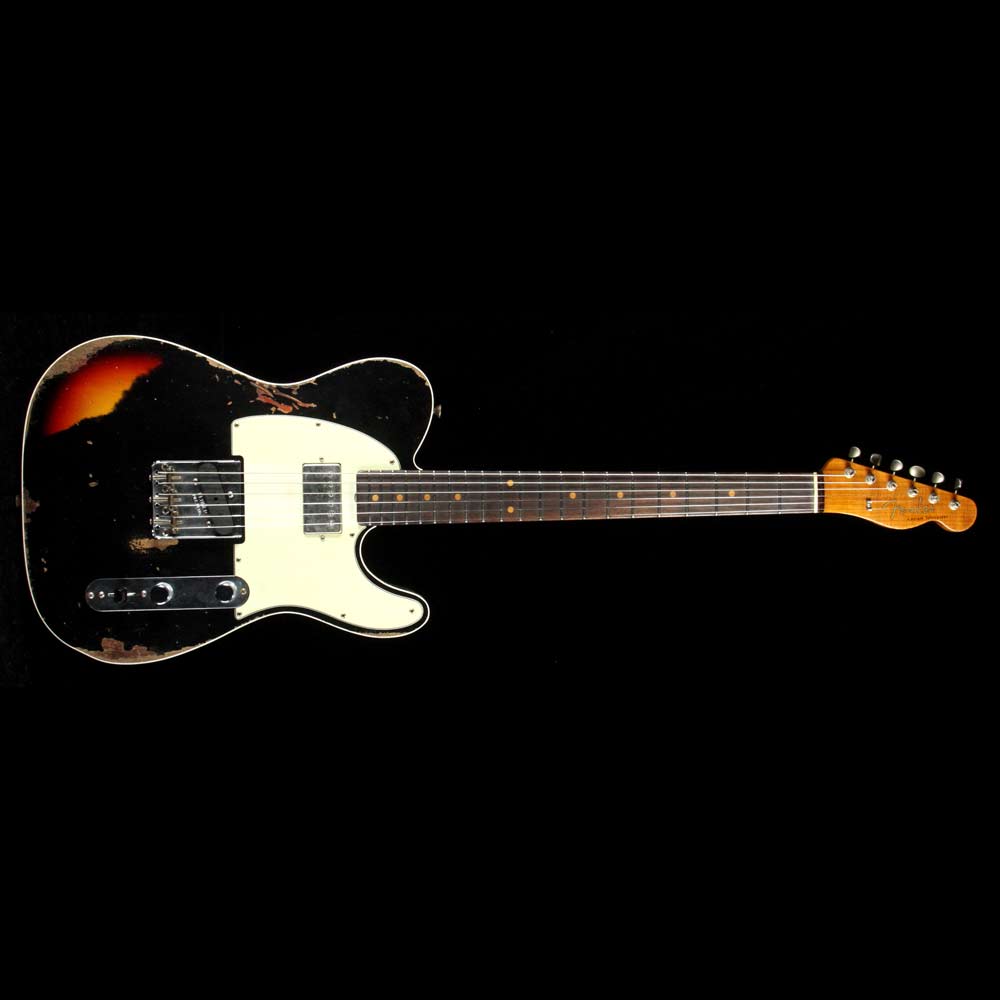 Fender Custom Shop Reverse Custom HS Telecaster Aged Black Over 3 Color Sunburst Heavy Relic — 2