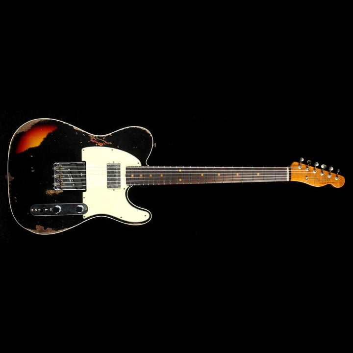 Fender Custom Shop Reverse Custom HS Telecaster Aged Black Over 3 Color Sunburst Heavy Relic