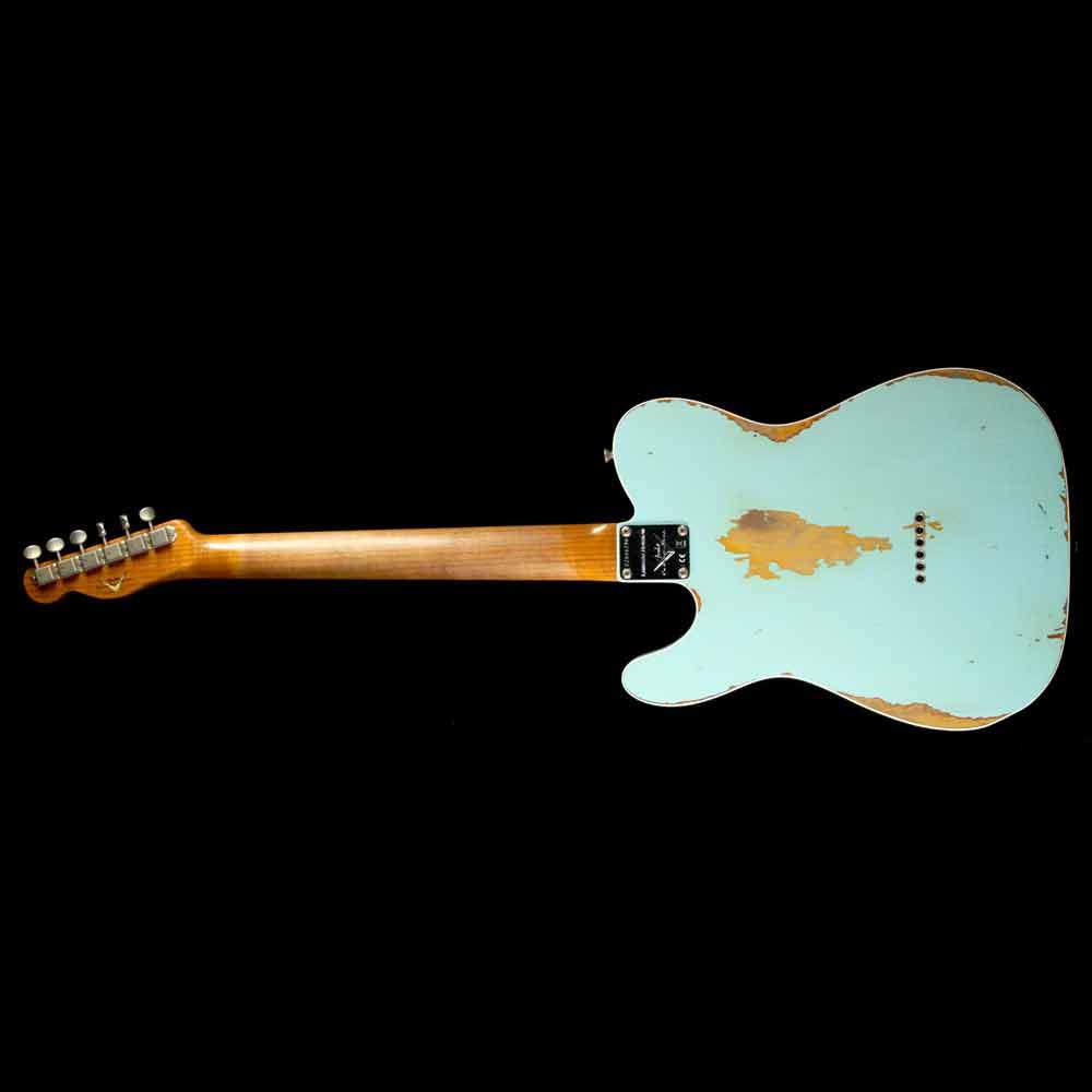 Fender Custom Shop Reverse Custom HS Telecaster Limited Edition Aged Daphne Blue over 3-Color Sunburst — 3