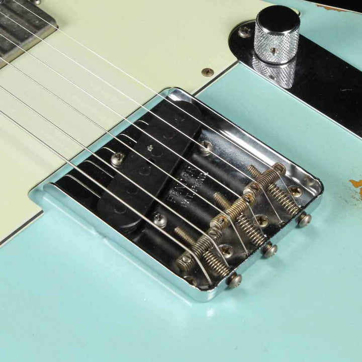 Fender Custom Shop Reverse Custom HS Telecaster Limited Edition Aged Daphne Blue over 3-Color Sunburst