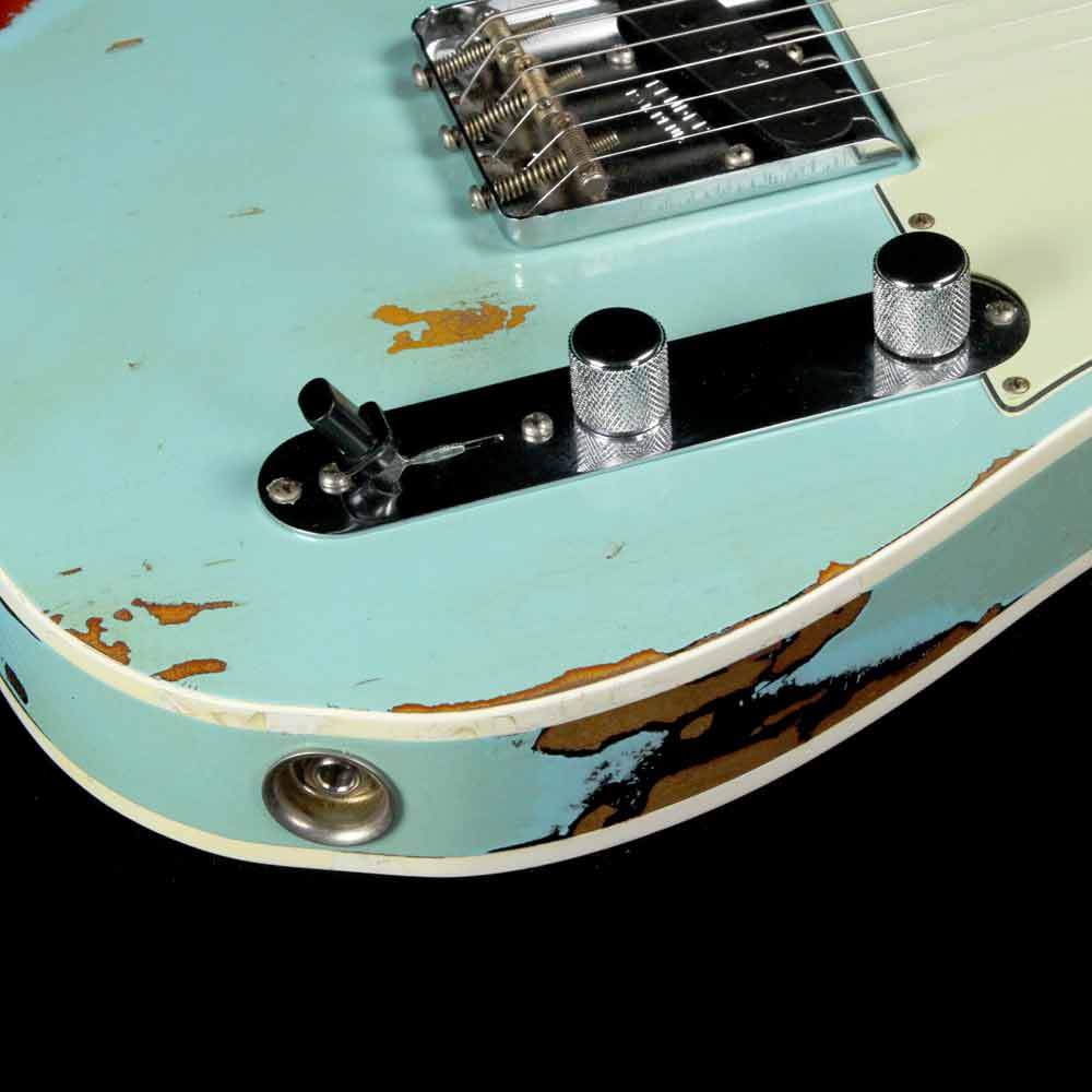 Fender Custom Shop Reverse Custom HS Telecaster Limited Edition Aged Daphne Blue over 3-Color Sunburst — 8