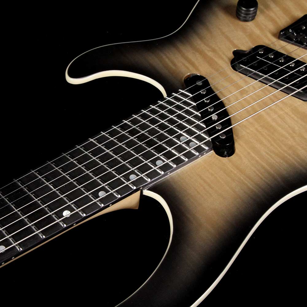 Ormsby GTR Production Model SX 7 7-String Electric Guitar Charcoal Burst Flame — 8