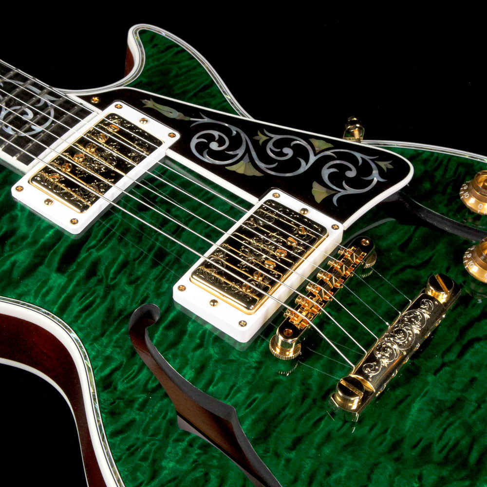 Gibson Custom Shop Bella Voce Les Paul 5A Quilt Top Electric Guitar Forest Green — 8
