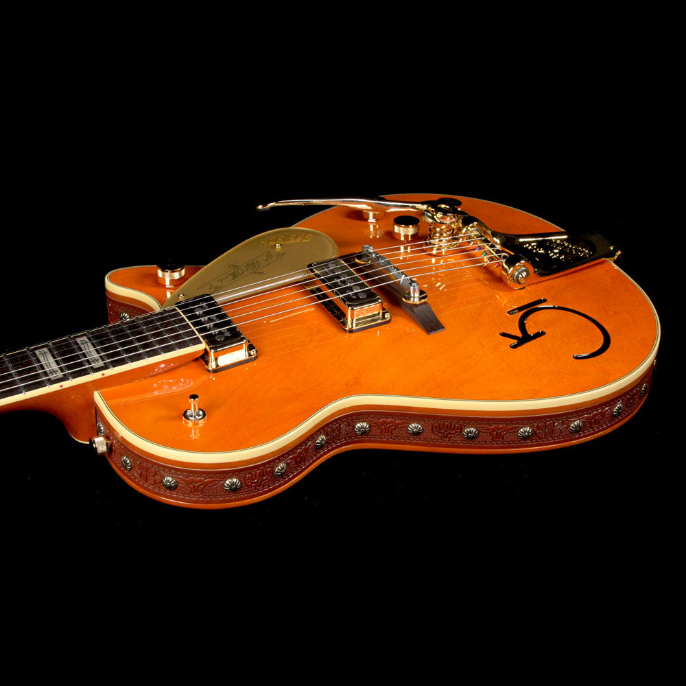 Used Gretsch G6121-1955 Chet Atkins Electric Guitar Tangerine with Leather Trim — 5