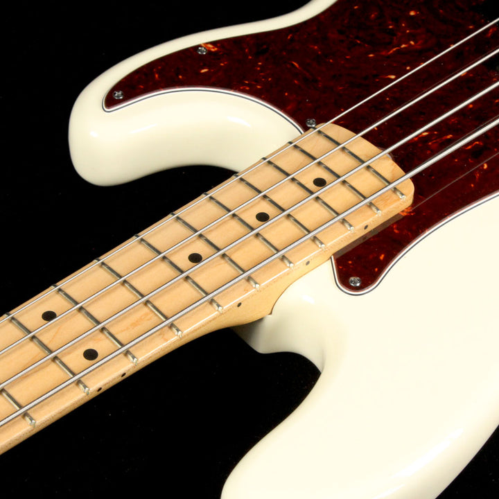 Used 2015 Fender American Standard Precision Bass Electric Bass Guitar Olympic White