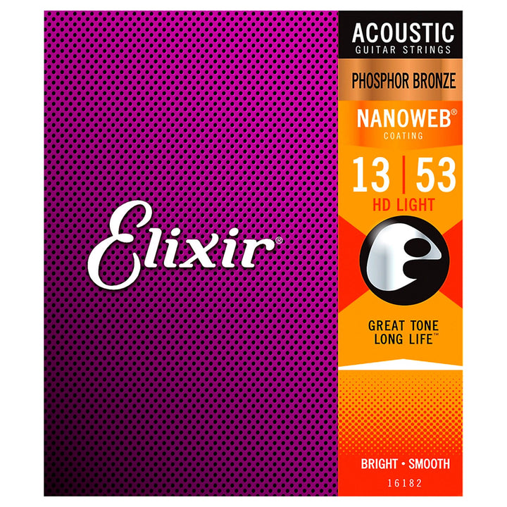 Elixir Nanoweb Acoustic Guitar Strings Phosphor Bronze HD Light 13-53
