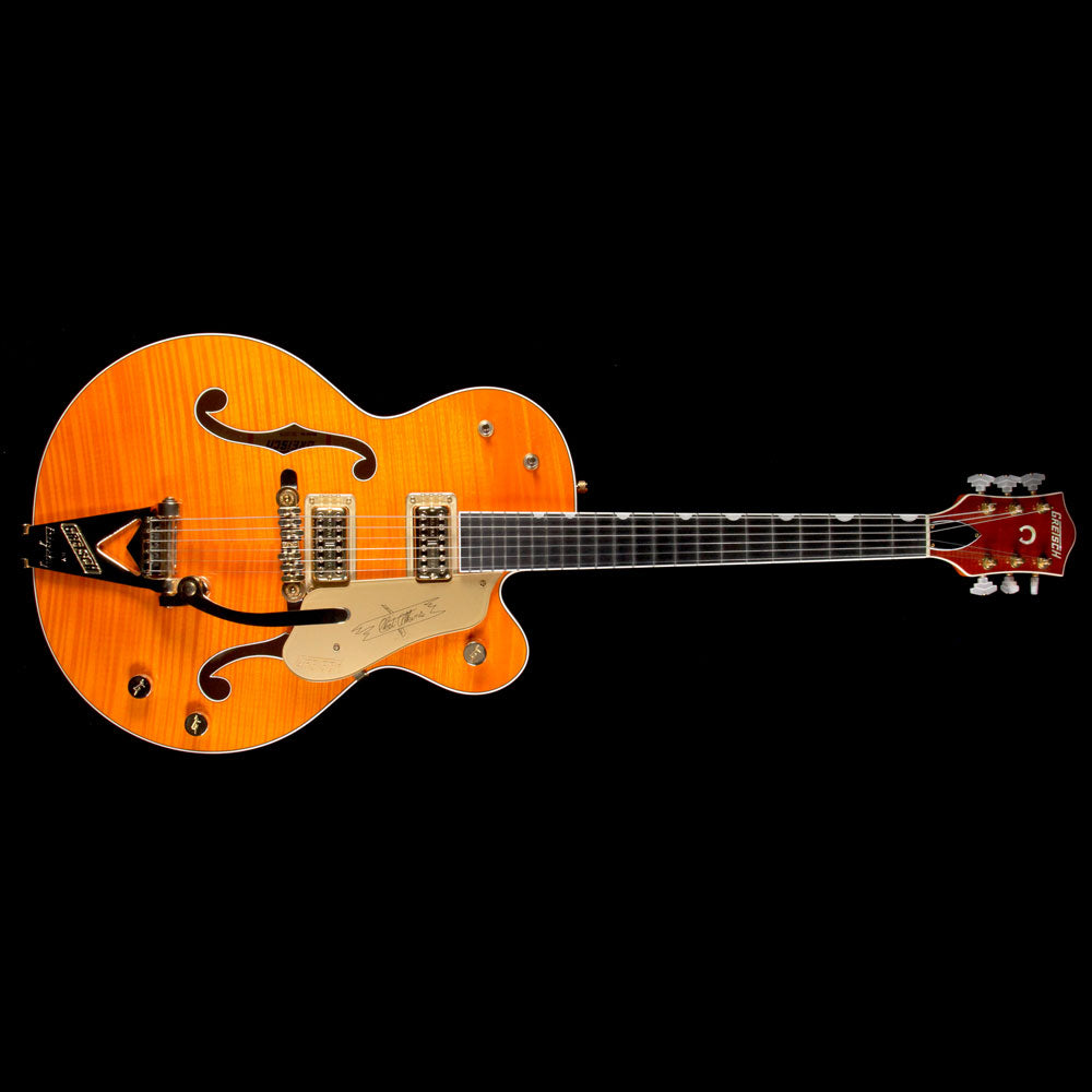 Used 2010 Gretsch G6120TM Chet Atkins Tiger Maple Electric Guitar Orange — 2