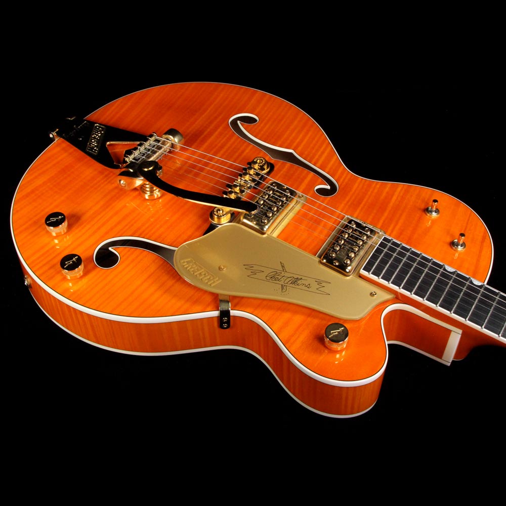 Used 2010 Gretsch G6120TM Chet Atkins Tiger Maple Electric Guitar Orange — 6