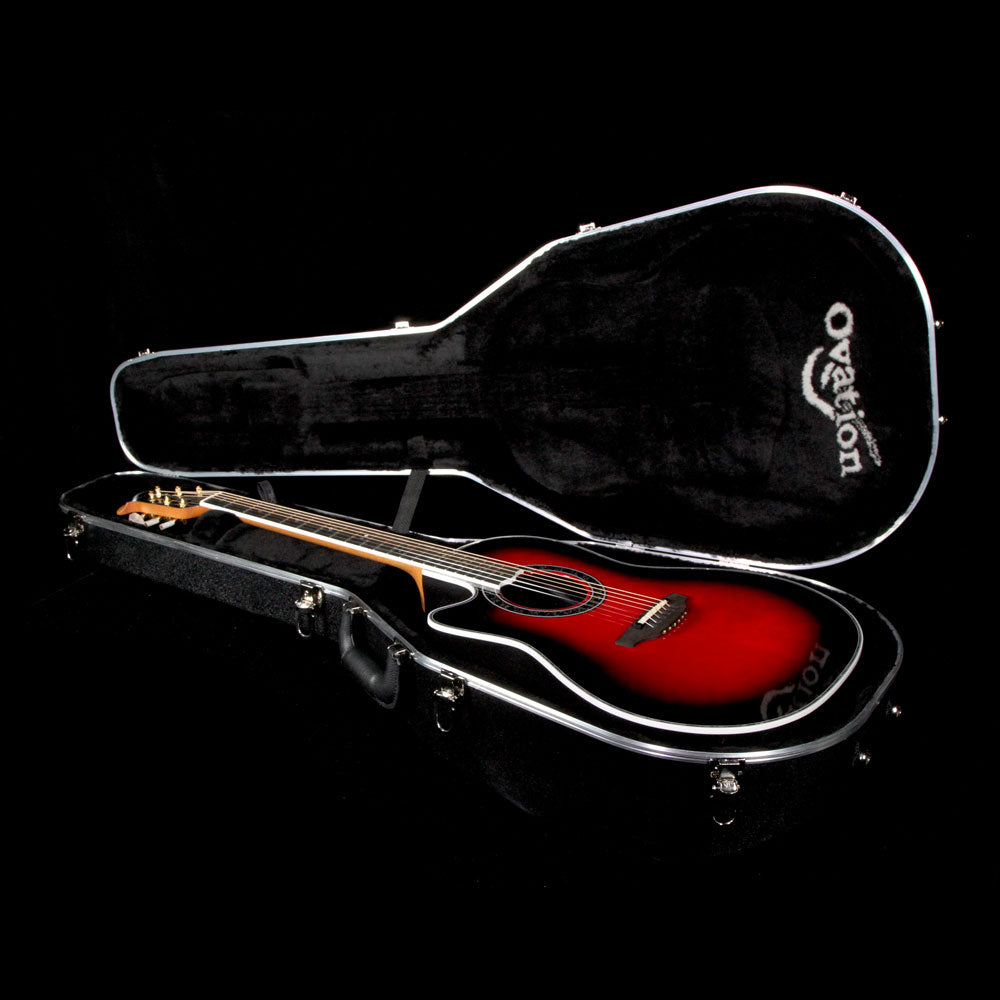 Ovation C1779LX Custom Legend LX Left-Handed Acoustic Guitar Black Cherry Burst — 7
