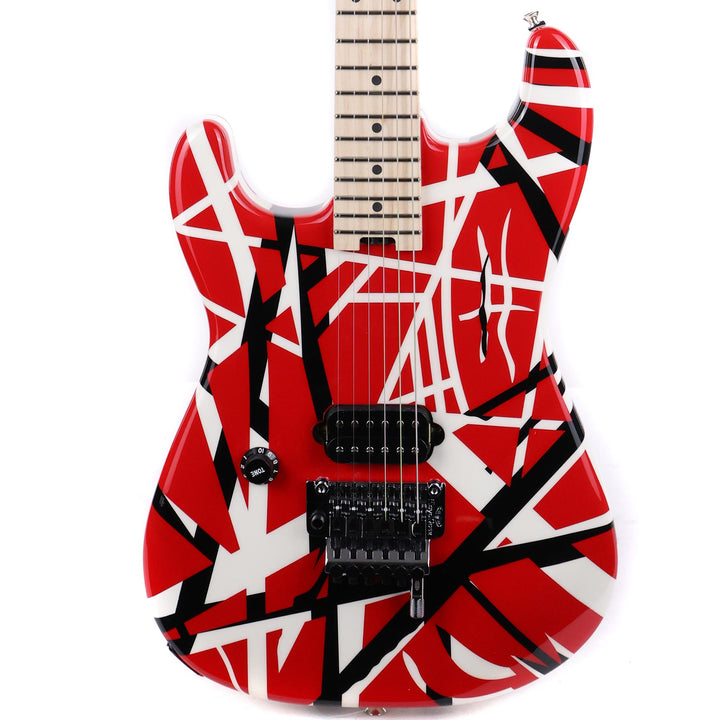EVH Striped Series Left-Handed Red with Black and White Stripes