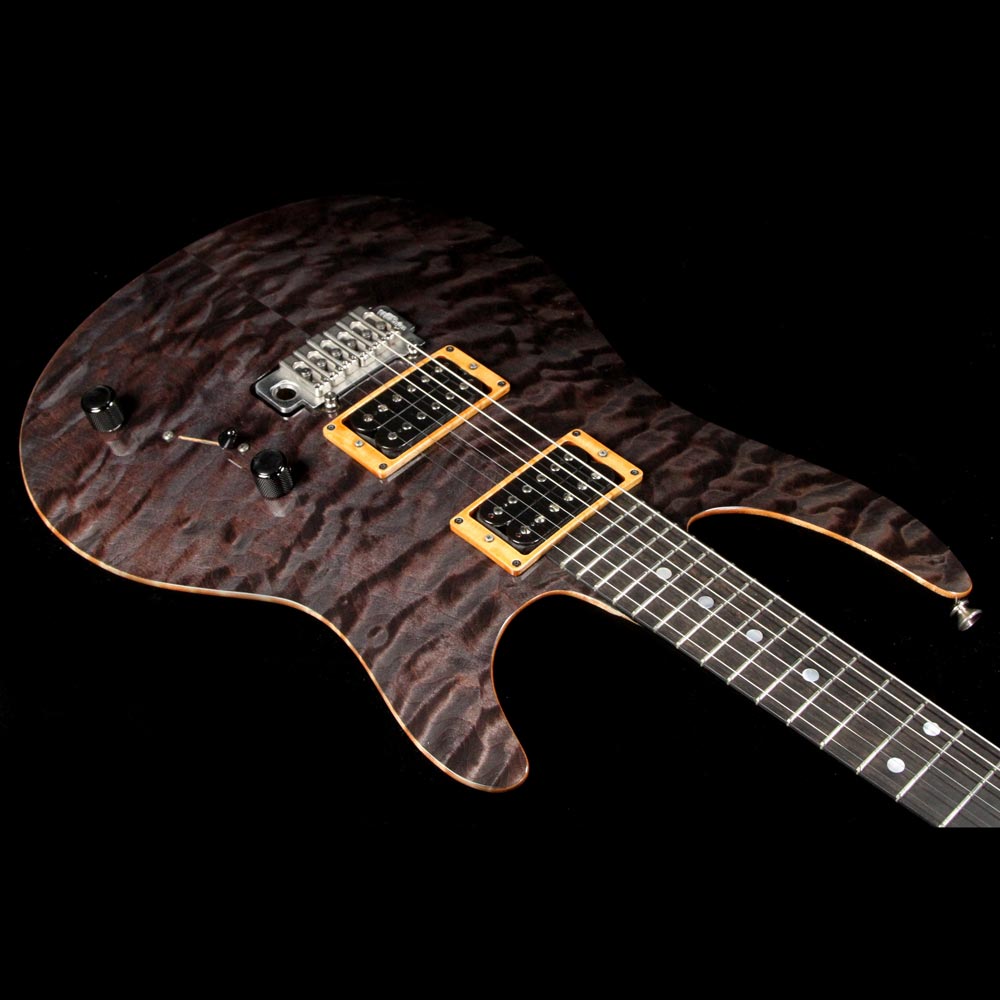 Used Brian Moore MC-1 Quilt Maple Electric Guitar Transparent Black — 6