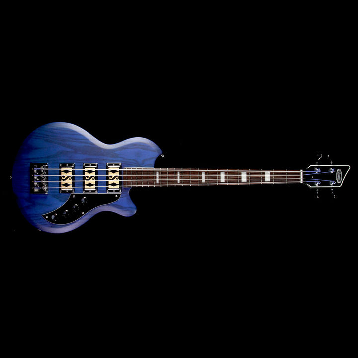 Used 2017 Supro Huntington III Electric Bass Guitar Transparent Blue