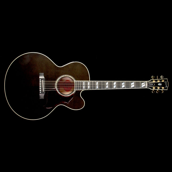 Used 2015 Gibson J-185 EC Hi-Performance Acoustic Guitar Trans Black