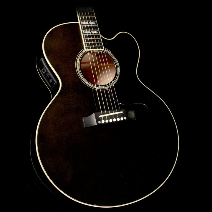 Used 2015 Gibson J-185 EC Hi-Performance Acoustic Guitar Trans Black