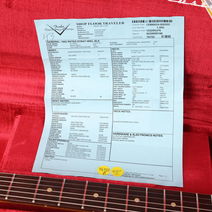 Fender Custom Shop 1962 Roasted Alder Stratocaster Heavy Relic Black