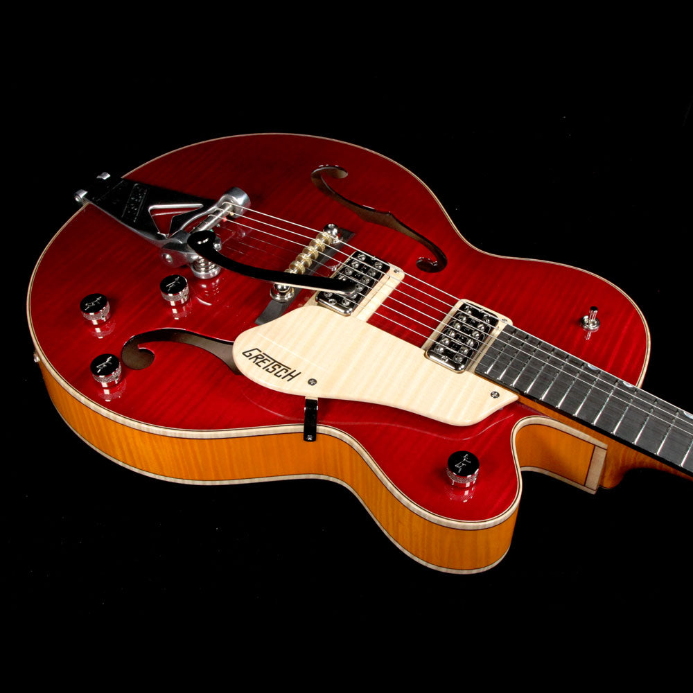 Gretsch Custom Shop G6118 135th Anniversary Masterbuilt Stephen Stern 2 Tone Dark Cherry over Amber Flame — 7