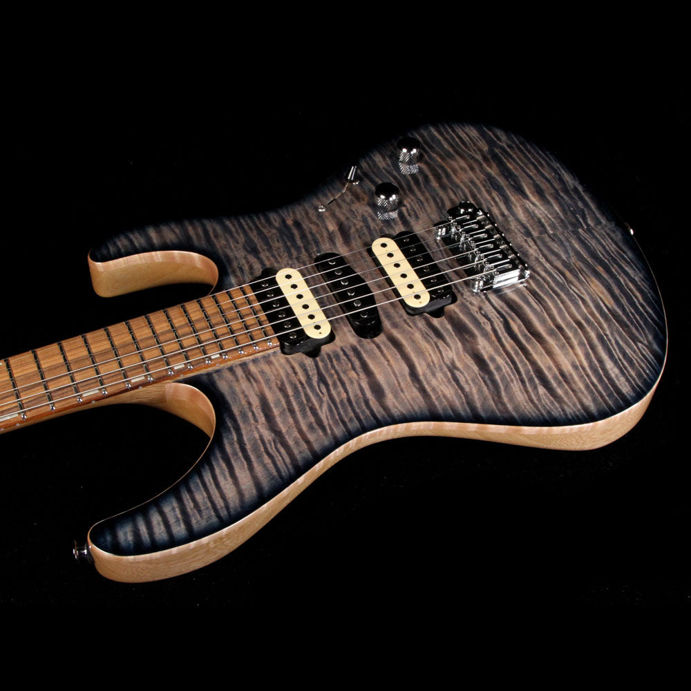 Suhr 2018 Select Modern Carve Top Curly Maple and White Limba Electric Guitar Transparent Blue — 5