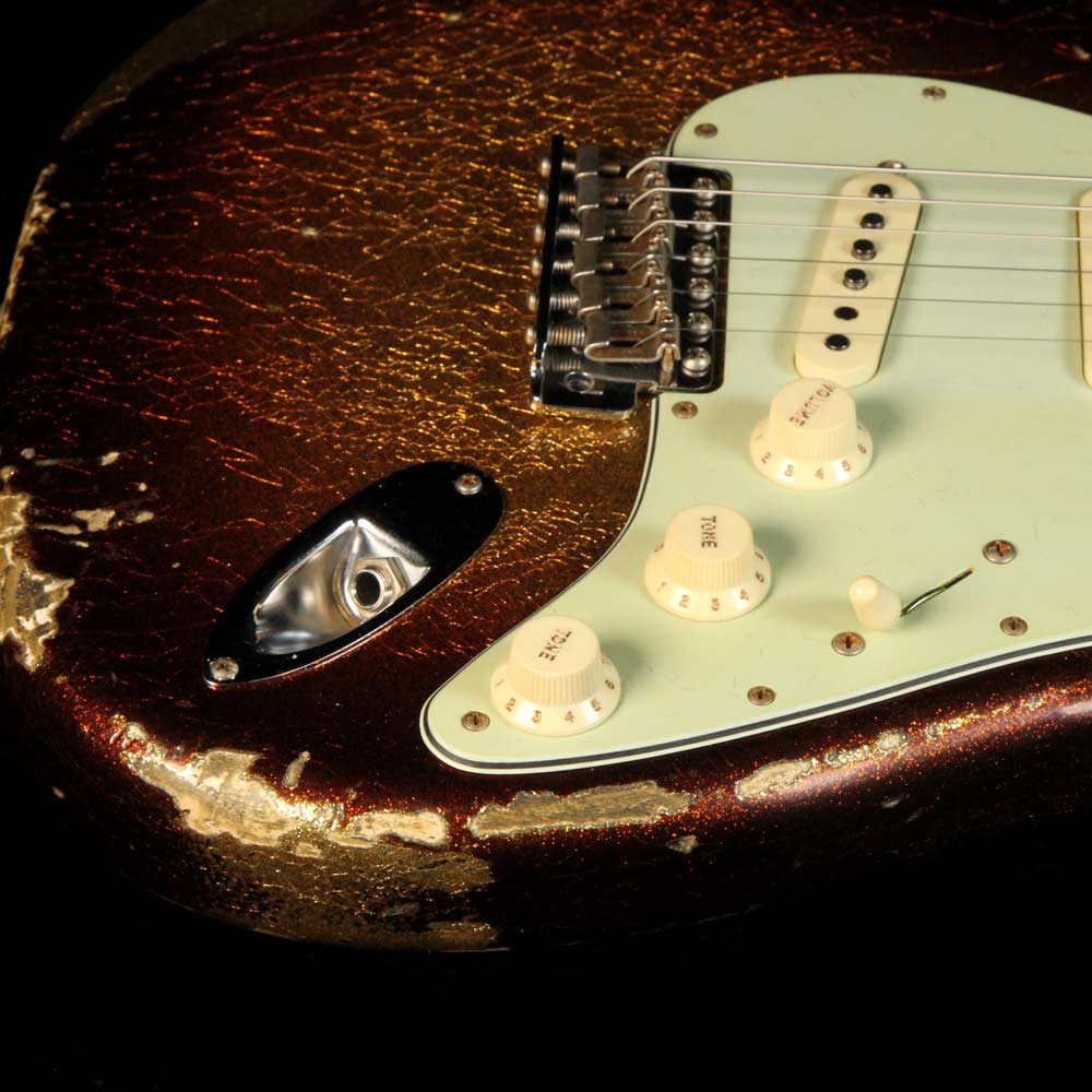 Fender Custom Shop 1965 Stratocaster 3-Tone Burst Sparkle Heavy Relic Flash Coat — 7