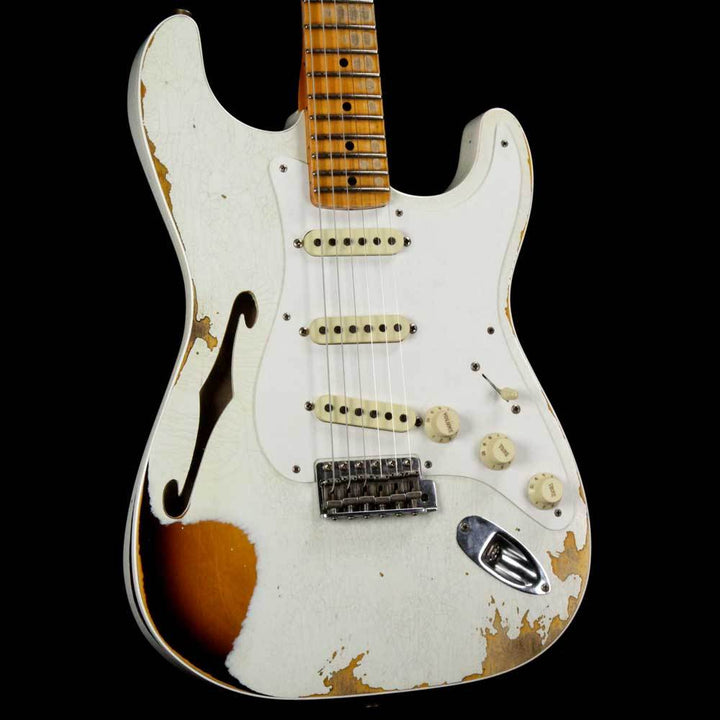 Fender Custom Shop '56 Thinline Stratocaster Aged Olympic White over Chocolate 2-Color Sunburst