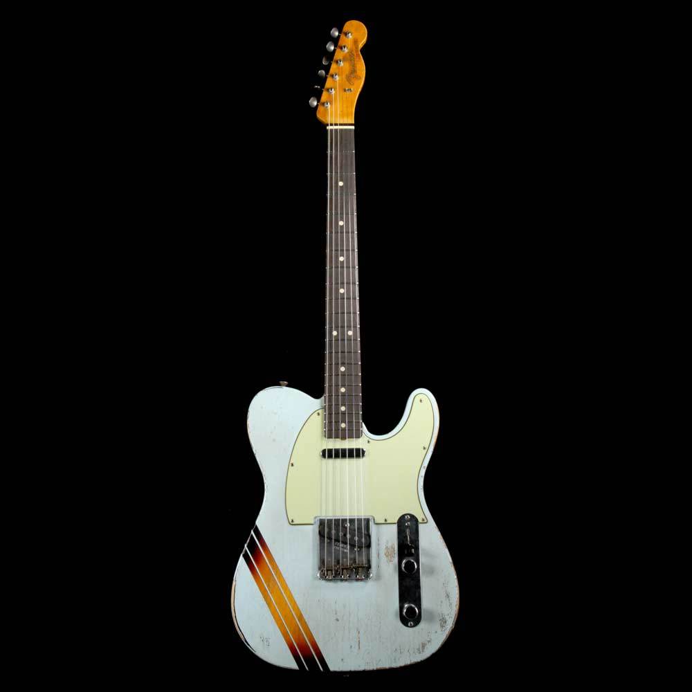 Fender Custom Shop '63 Telecaster Heavy Relic Masterbuilt Greg Fessler Sonic Blue 3-Tone Sunburst Competition Stripe — 2