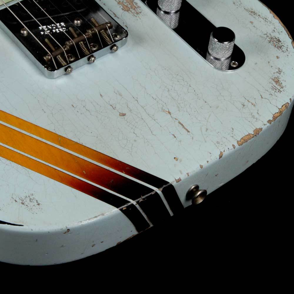 Fender Custom Shop '63 Telecaster Heavy Relic Masterbuilt Greg Fessler Sonic Blue 3-Tone Sunburst Competition Stripe — 7