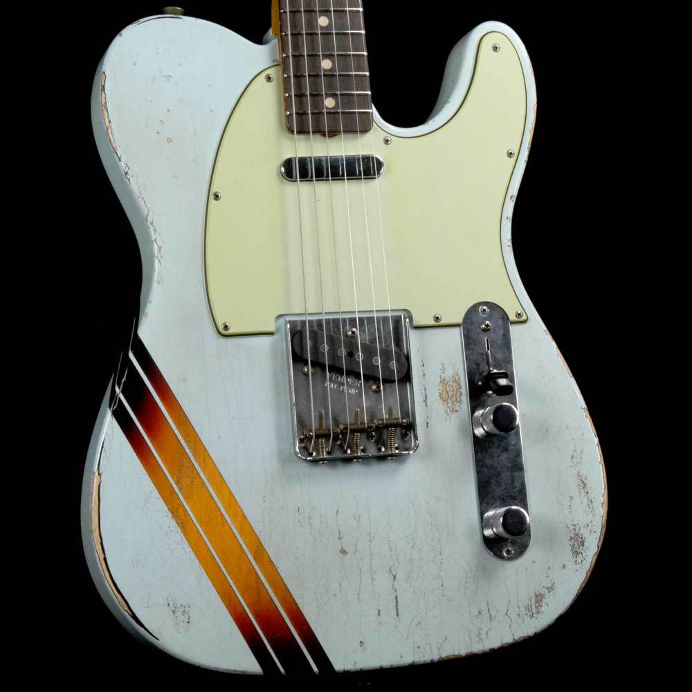 Fender Custom Shop '63 Telecaster Heavy Relic Masterbuilt Greg Fessler Sonic Blue 3-Tone Sunburst Competition Stripe — 1