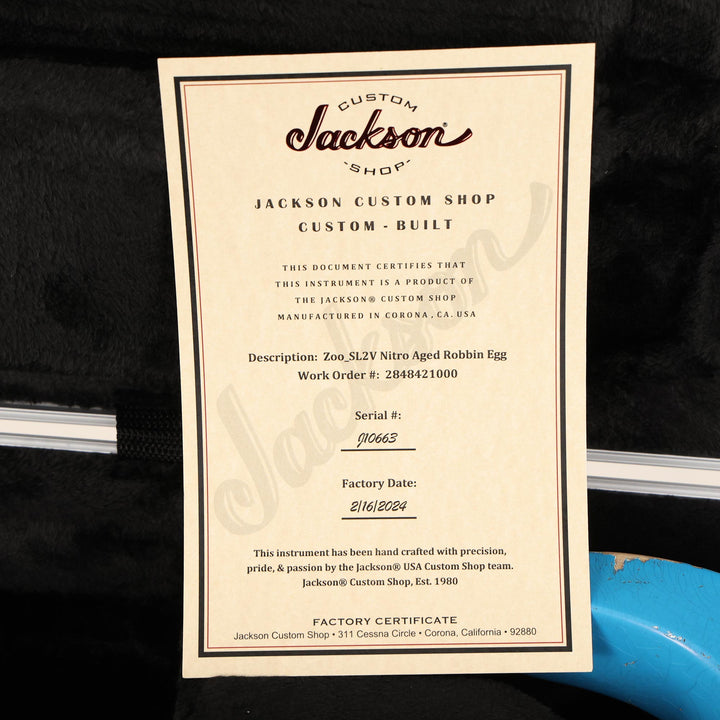 Jackson Custom Shop SL2H-V Soloist Nitro Aged Robins Egg Blue