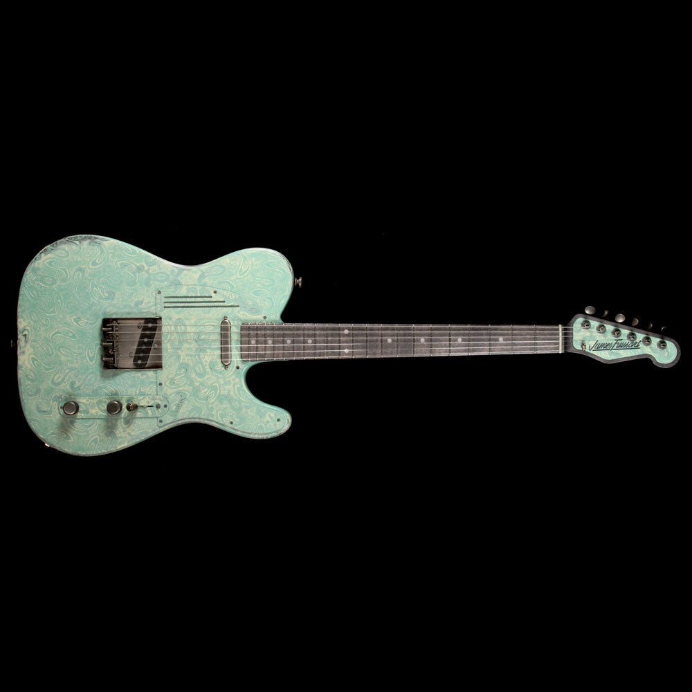 James Trussart Steelcaster Paisley Engraved Seafoam Green on Cream 2014 — 2
