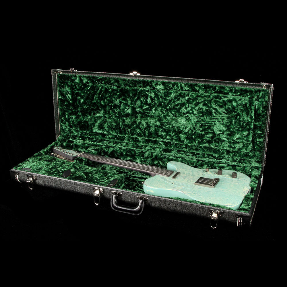 James Trussart Steelcaster Paisley Engraved Seafoam Green on Cream 2014 — 8