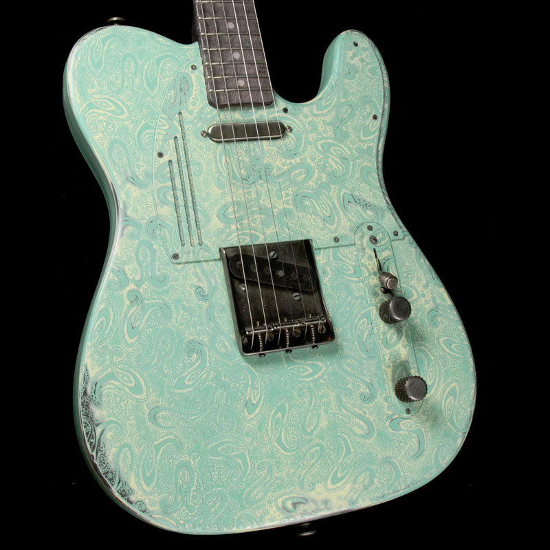 James Trussart Steelcaster Paisley Engraved Seafoam Green on Cream 2014 — 1