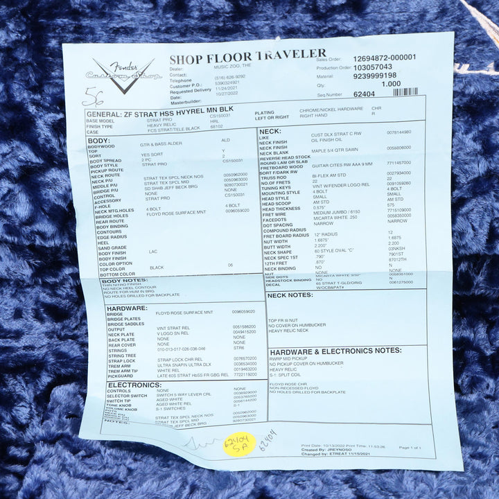 Fender Custom Shop ZF Stratocaster Heavy Relic Black Rosewood Fretboard Music Zoo Exclusive