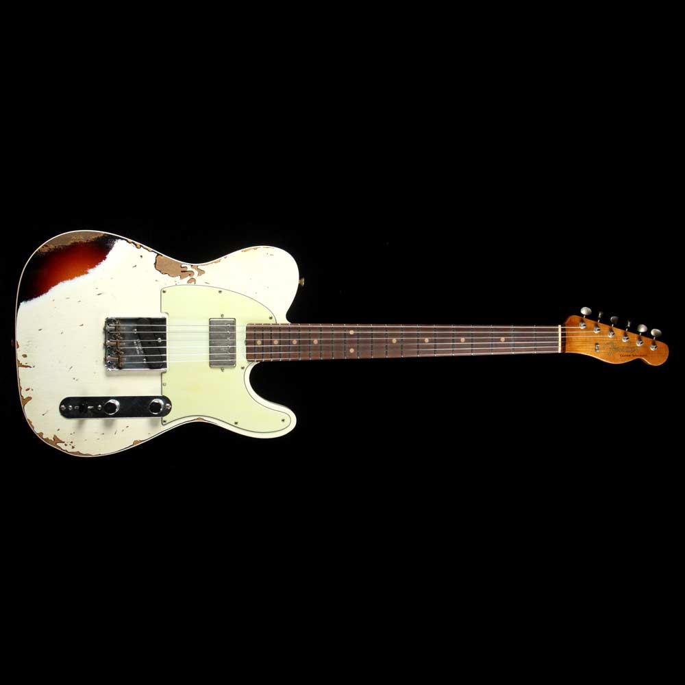 Fender Custom Shop Reverse Custom HS Telecaster Limited Edition Aged Olympic White over 3-Color Sunburst — 2