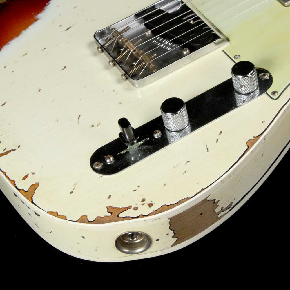 Fender Custom Shop Reverse Custom HS Telecaster Limited Edition Aged Olympic White over 3-Color Sunburst — 7