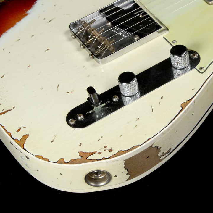 Fender Custom Shop Reverse Custom HS Telecaster Limited Edition Aged Olympic White over 3-Color Sunburst