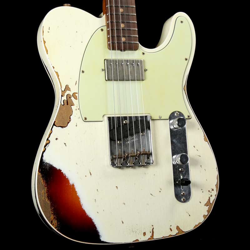 Fender Custom Shop Reverse Custom HS Telecaster Limited Edition Aged Olympic White over 3-Color Sunburst — 1
