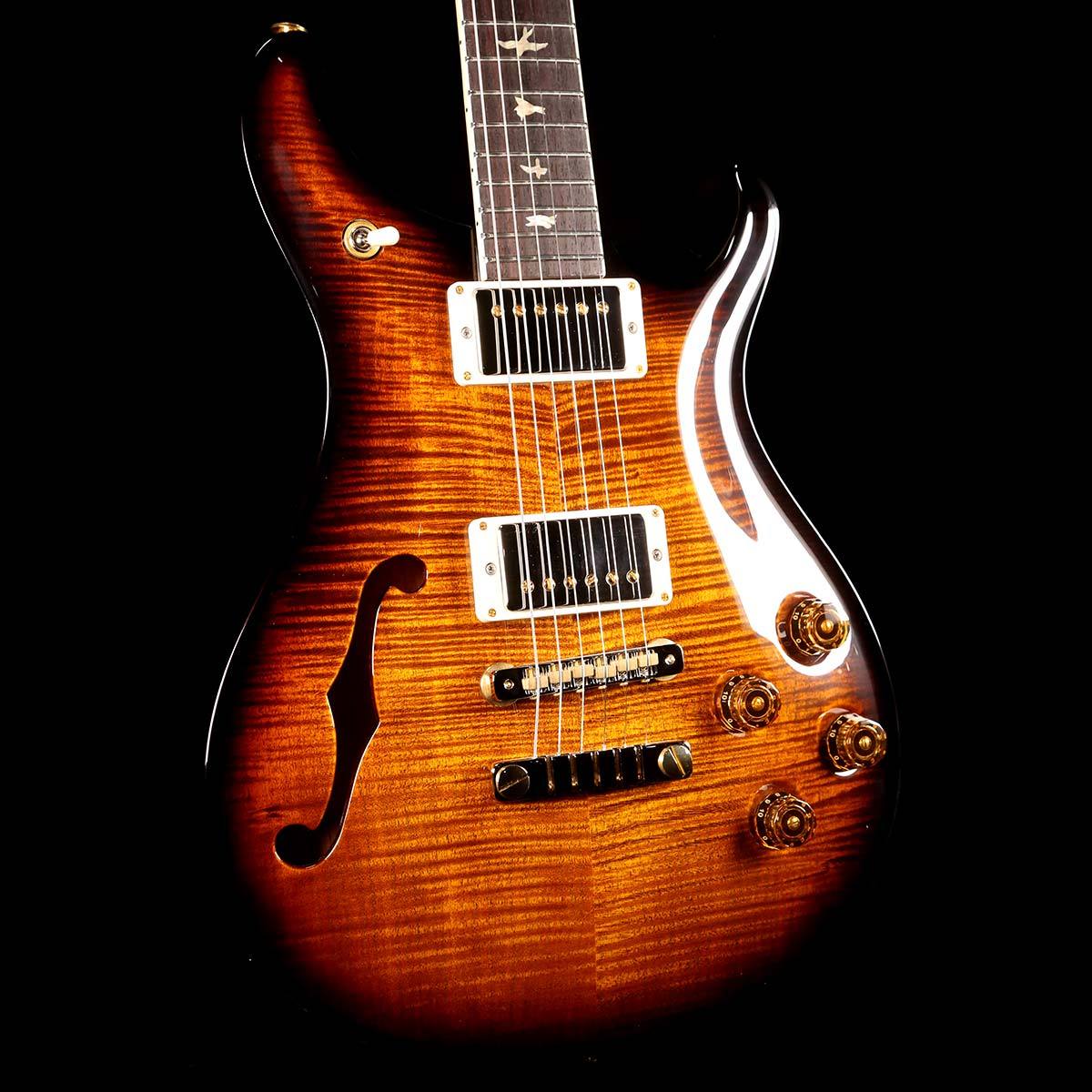 PRS McCarty 594 Semi-Hollow Limited Black Gold Wrap Burst 10 Top — 6