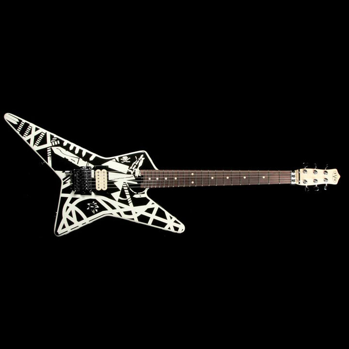 EVH Striped Series Star Electric Guitar Black and White