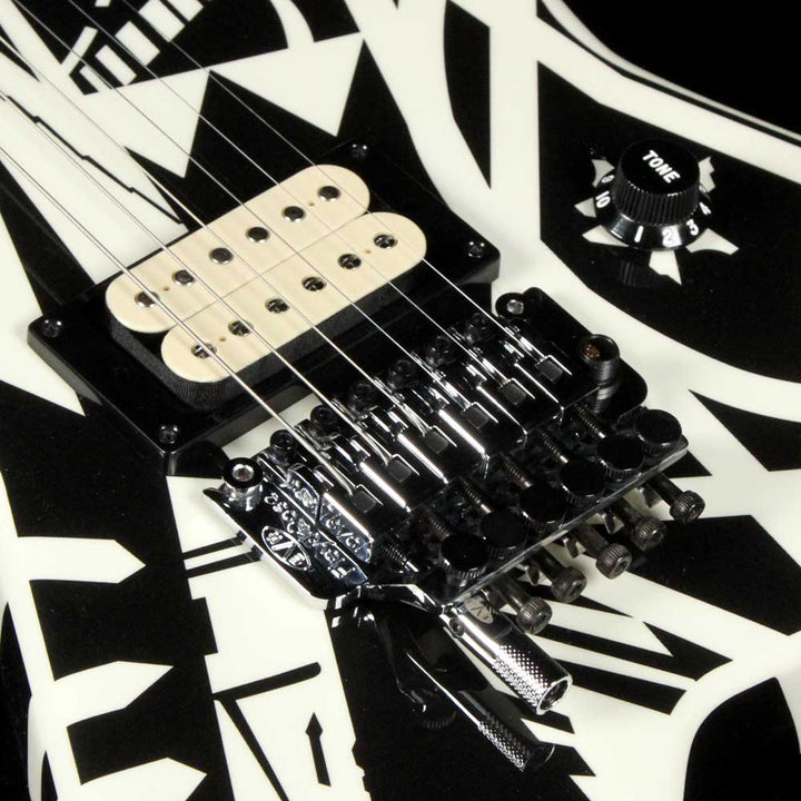 EVH Striped Series Star Electric Guitar Black and White Stripes